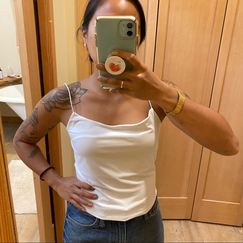 White stretch tank top